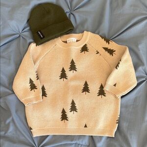 Nature-Inspired Beige Sweater with Tree Design
